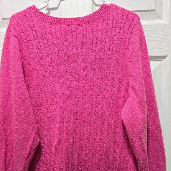 Talbots Sweater Womens 2X Plus Cable Knit Pink Long Sleeve Cotton Blend Pullover - Picture 2 of 5